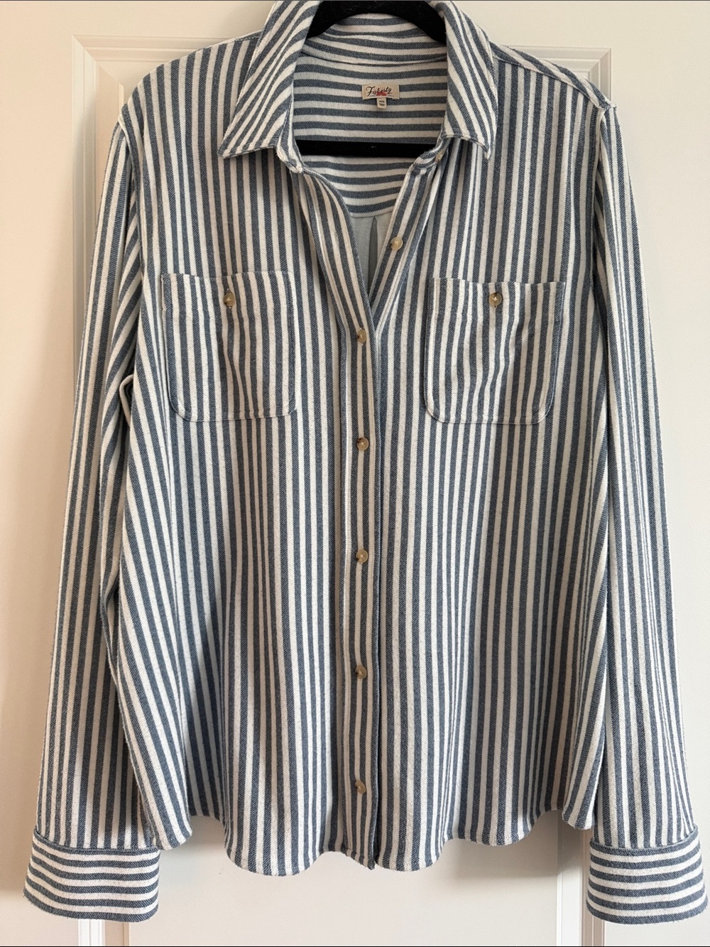 Soft Striped Blue and White Button-Down Shirt